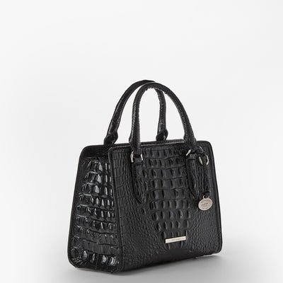 Black Melbourne Silver Hardware Cami Satchel Side View 