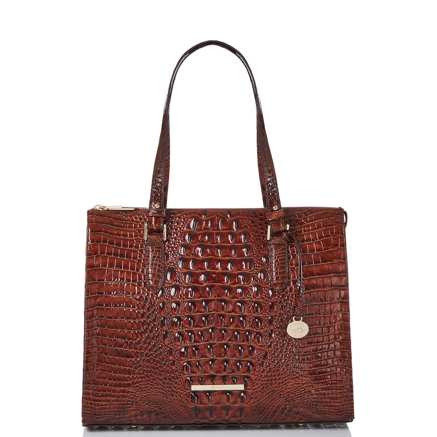 Brahmin Anywhere Melbourne Embossed Leather Tote Pecan Melbourne