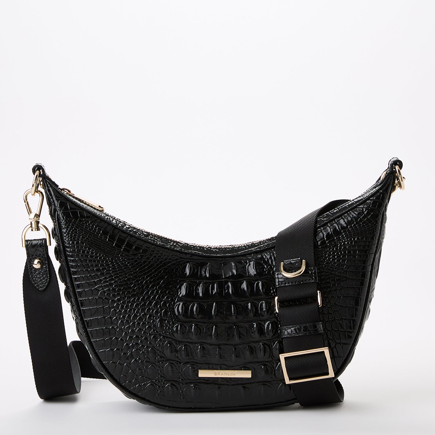 Brahmin black bucket outlets croc embossed bag