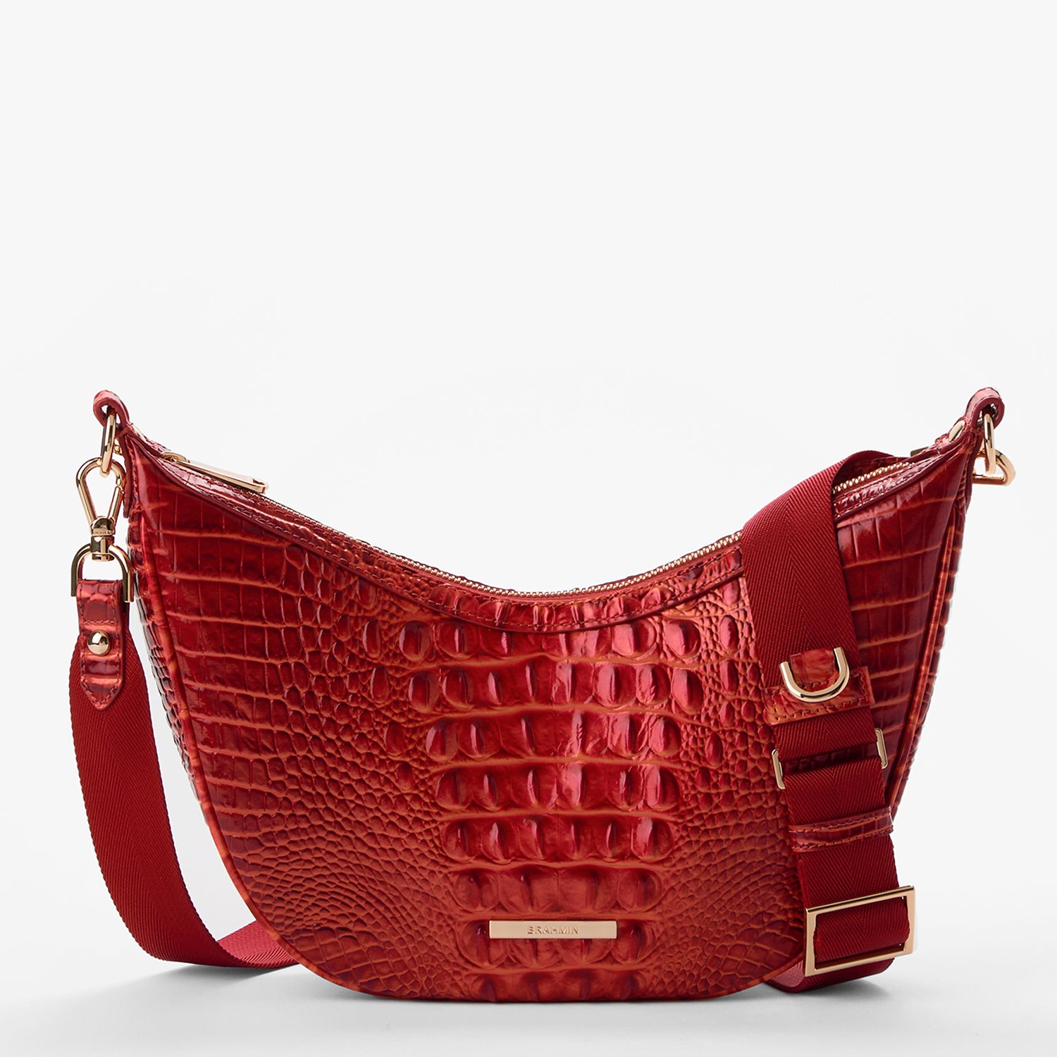 Brahmin Percy in Radiant Red Melbourne Women s Leather Crossbody Handbag