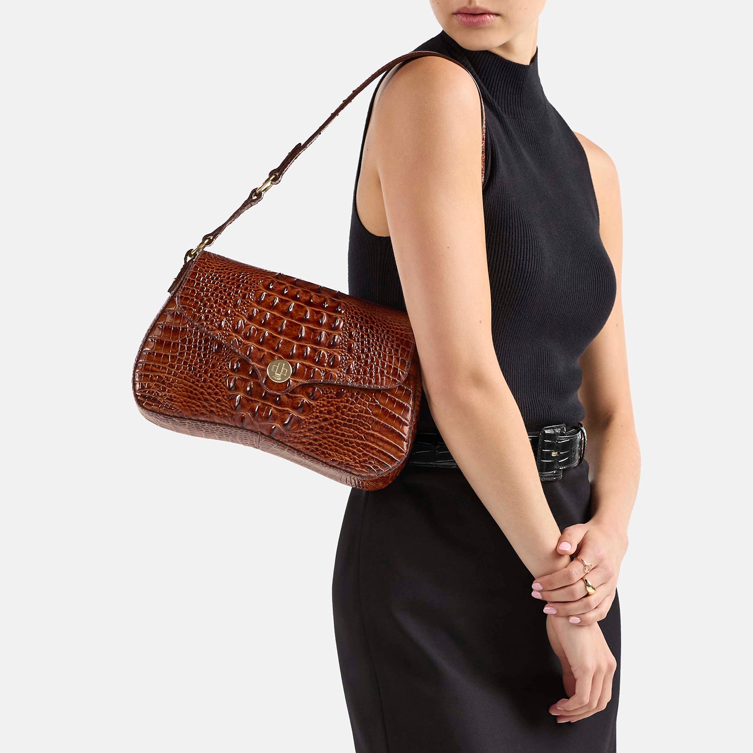 Brahmin Nerida Melbourne Small Leather Shoulder Pecan