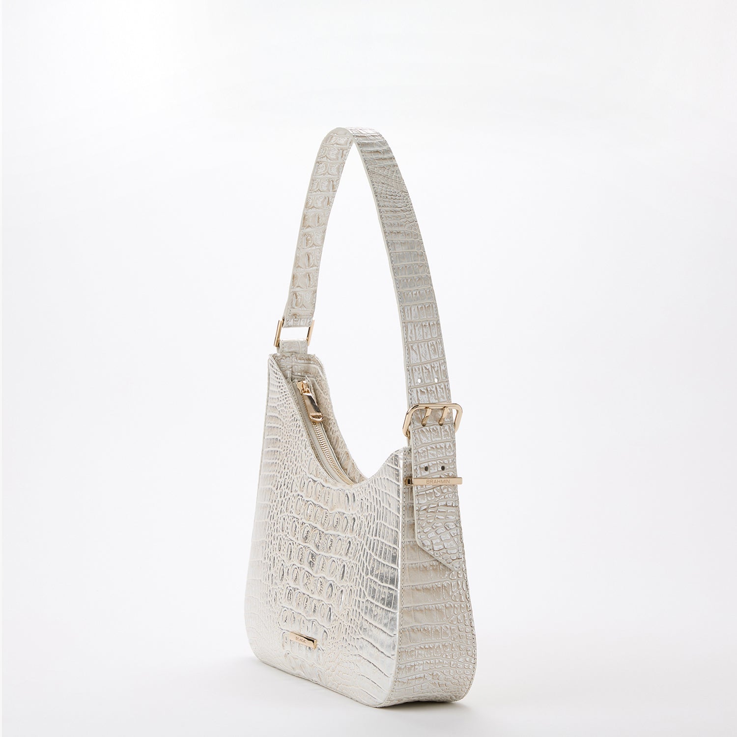 BRAHMIN White Animal store Print Leather Shoulder Bag