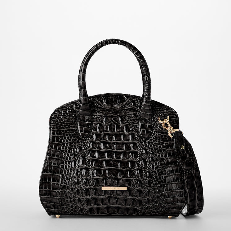 Rosetta Satchel black Melbourne Front View With Strap