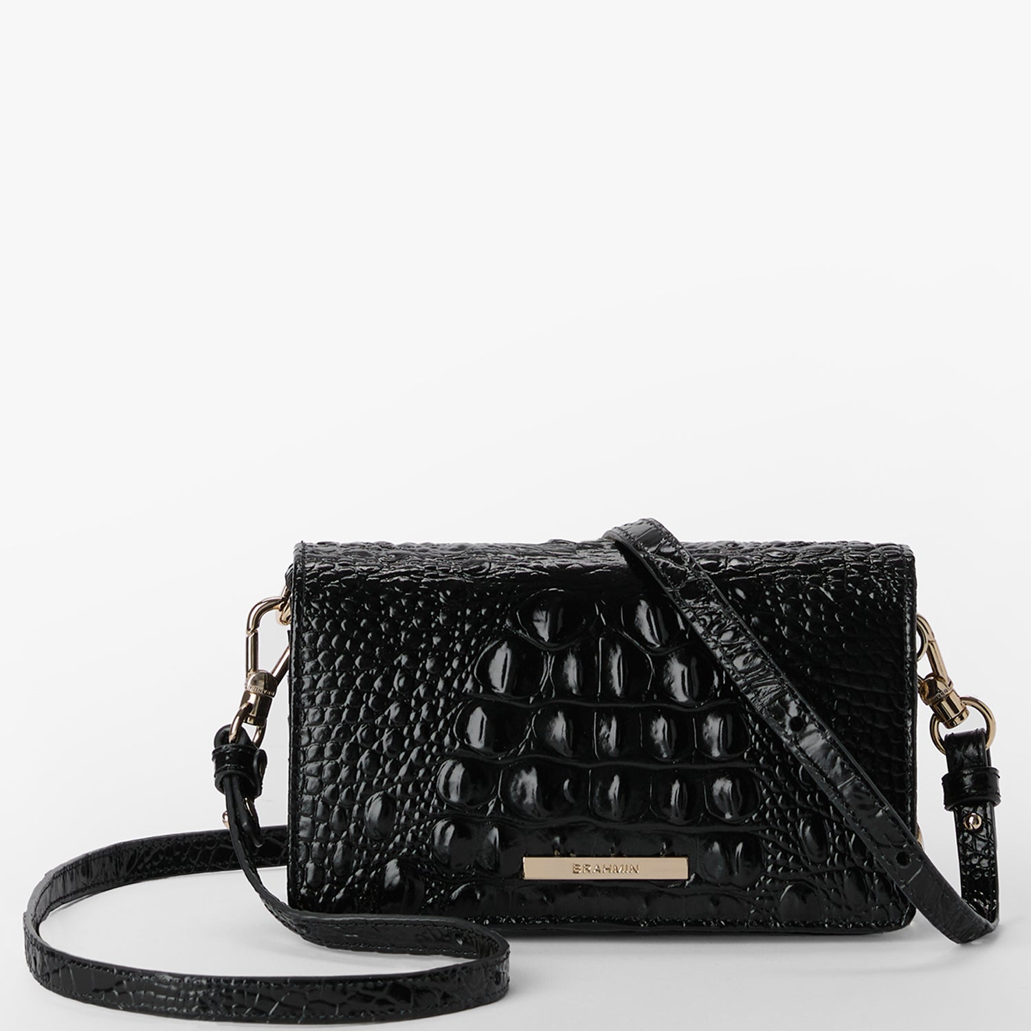 Minuette Black Melbourne Leather Crossbody | BRAHMIN