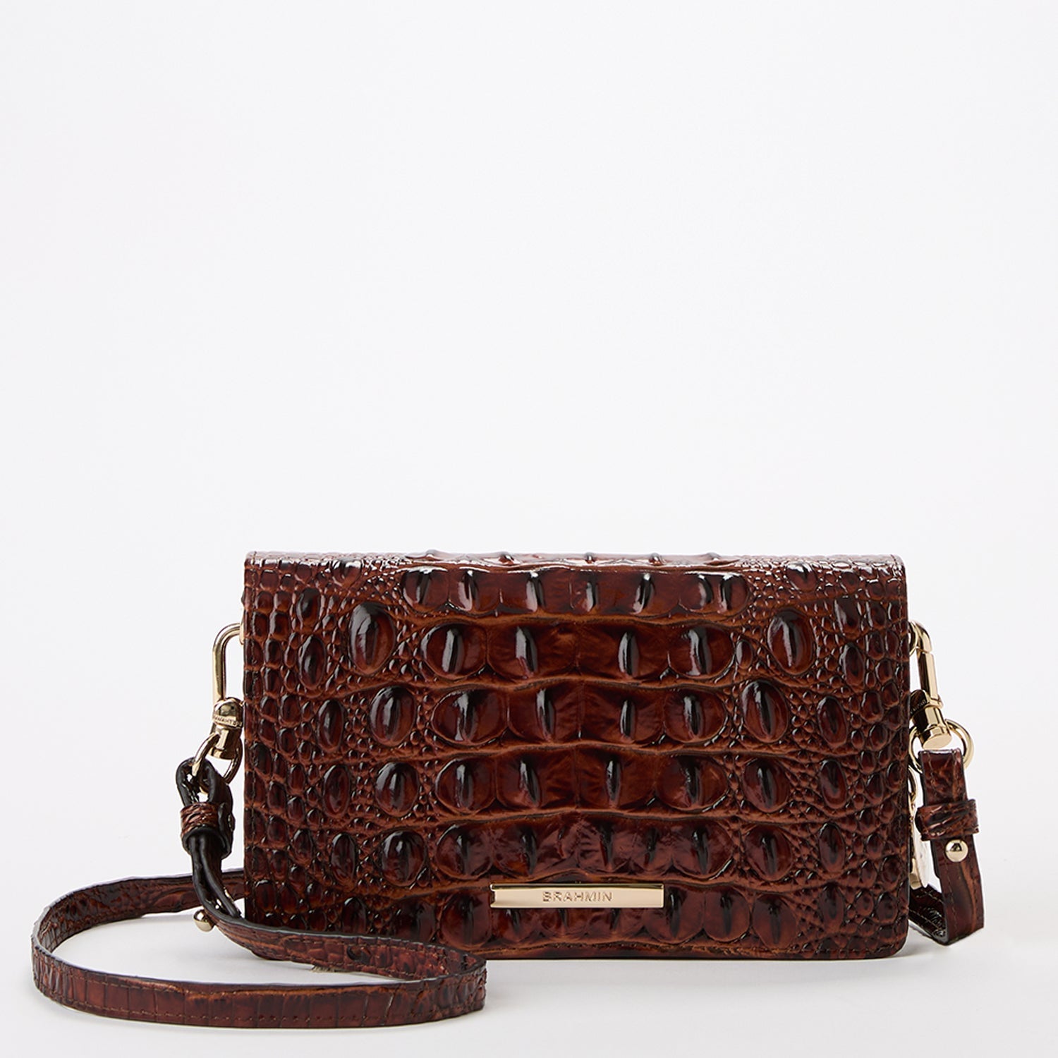 BRAHMIN Faith 3-Way Crossbody Bag - Python Embossed Leather, Caviar Felix, Small