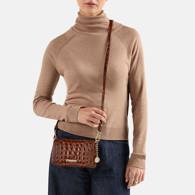 Pecan Melbourne Minuette Crossbody Being Worn By Model
