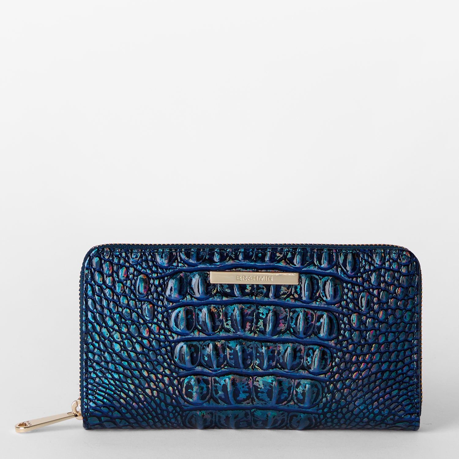 Leather Wallet Brahmin Blue Wallet BRAHMIN Retro Blue Ady Wallet