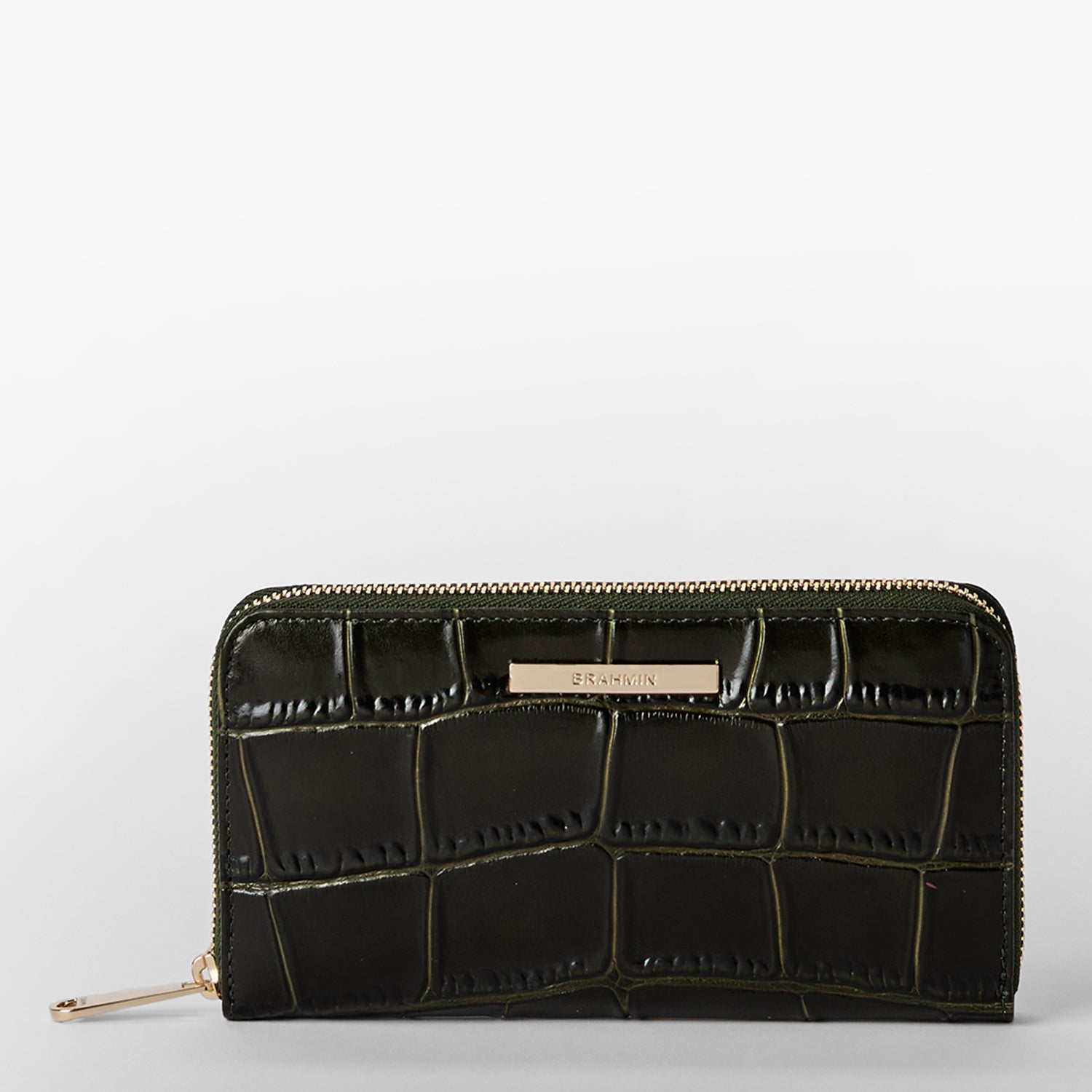 Brahmin Melbourne Collection Crocodile Embossed Leather Mini on sale Suri Wallet Black