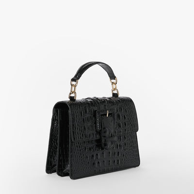 Small Hallie Satchel Black Melbourne Side View