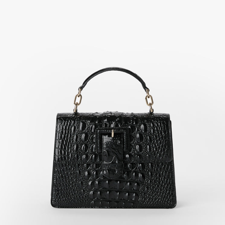 Small Hallie Satchel Black Melbourne Front View Without Straps