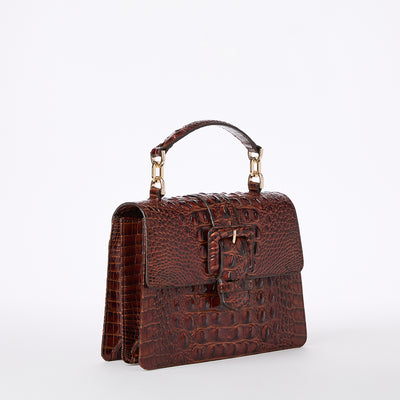 Small Hallie Satchel Pecan Melbourne Side View