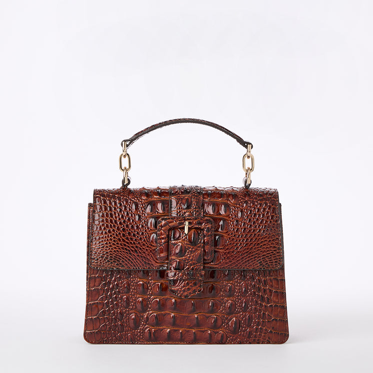 Small Hallie Satchel Pecan Melbourne Front View Without Strap