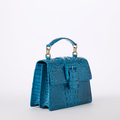 Vibrant Azure Melbourne Small Hallie Satchel Side View 
