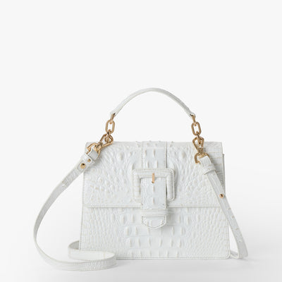 Sea Salt White Melbourne Small Hallie Satchel Front View With Strap