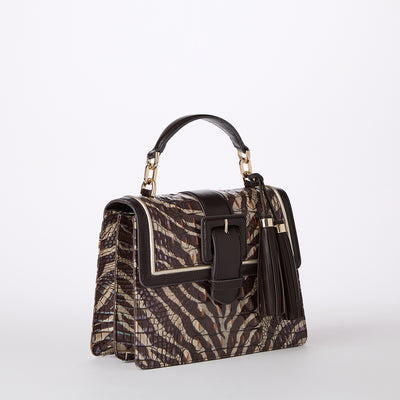 Coffee Bengal Small Hallie Satchel Side View 