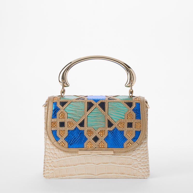 Multi Mosaic Small Hallie Satchel Front View