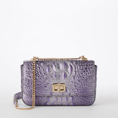 Purple Glitter Melbourne Rosa Crossbody Front View with Strap 

