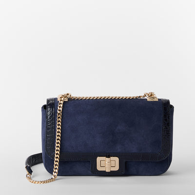 Navy Angora Rosa Crossbody Front View with Strap 