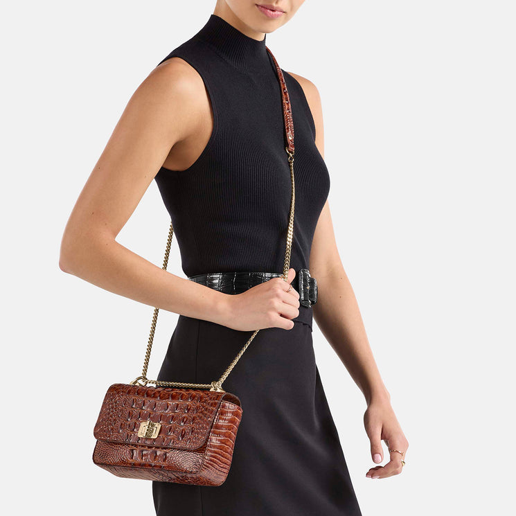 Pecan Melbourne Rosa Crossbody Being Worn By Model