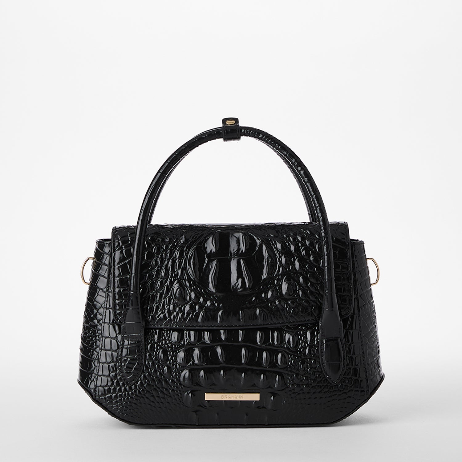 type W grateful / essential black　stina Small Arden Leather Satchel | Black Melbourne | BRAHMIN