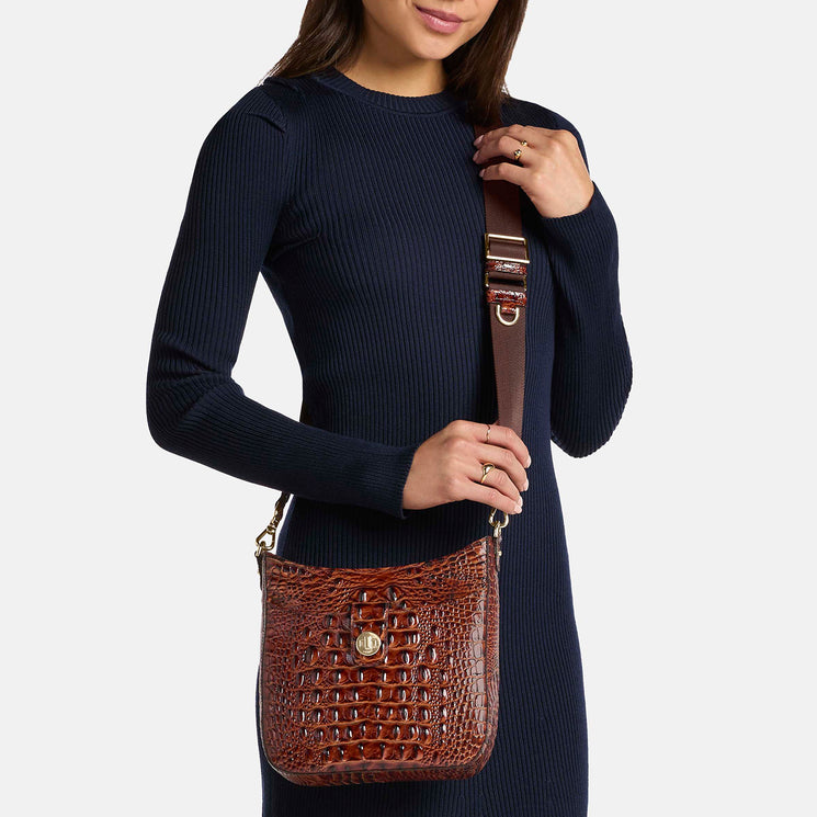 Pecan Melbourne Small Leia Crossbody Being Worn By Model
