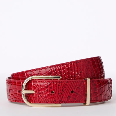 Carnation Classic Vintage Croc Medium Leather Gold Buckle Belt
