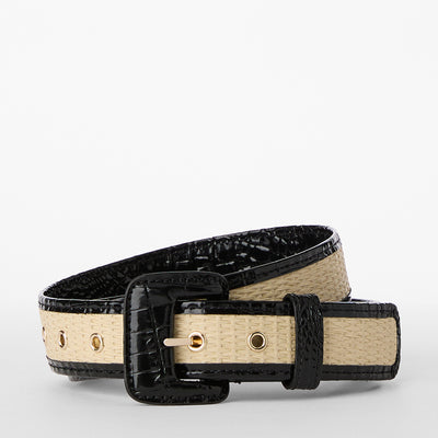 Black Classic Straw 1.375 Wide Small Belt Front View