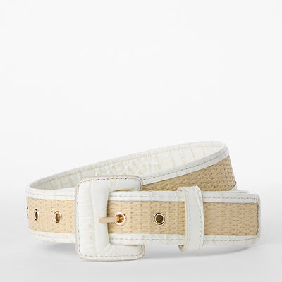 Sea Salt White Classic Straw 1.375 Wide Small Belt Front View