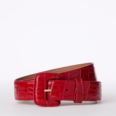 Carnation Classic Vintage Croc Wide Covered Leather Buckle Belt
