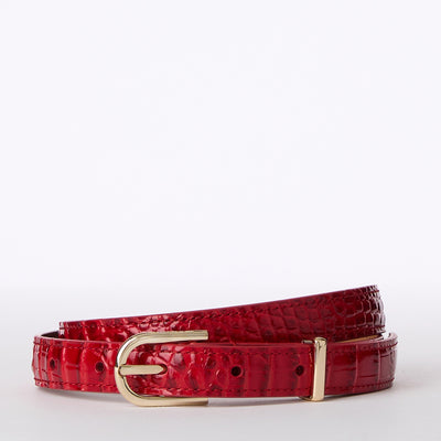 Carnation Classic Vintage Croc Skinny Leather Gold Buckle Belt
